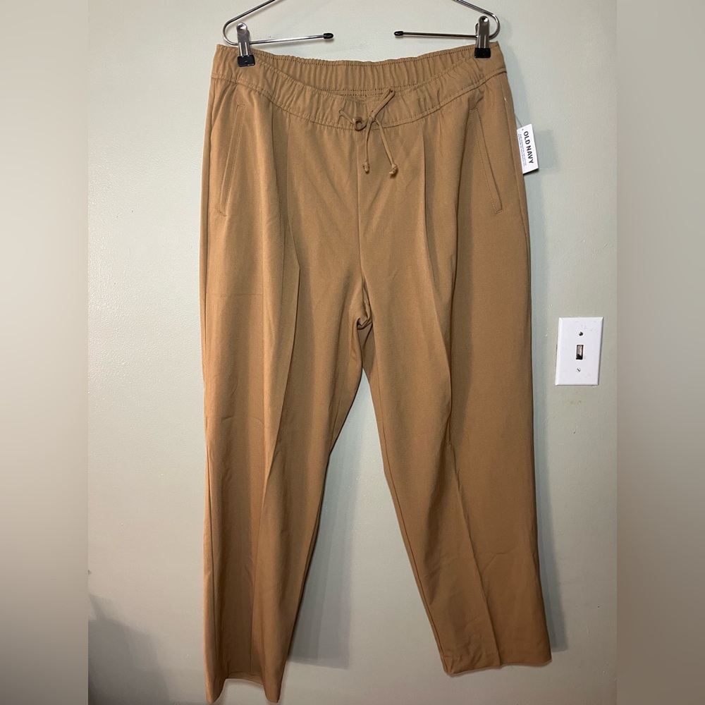 Old Navy Womens Tan Elastic Waist Confy Pull On Ankle Dress Pants Size L NWT